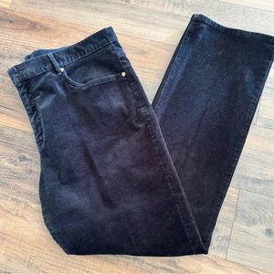 Chaps Denim Corduroy Pants Womens 16 Black Straight Leg Stretch Casual